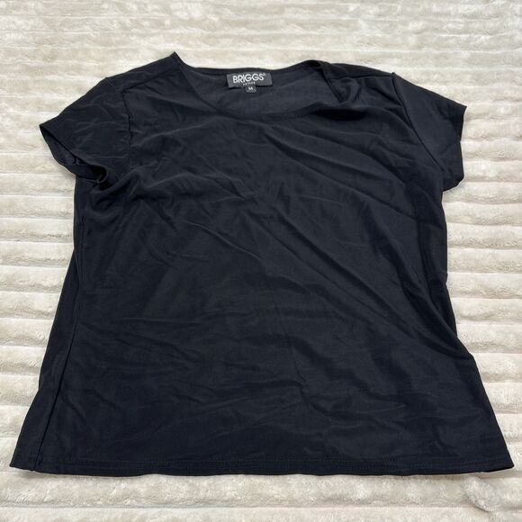 Briggs Womens Black Tshirt Size Petite Medium - Picture 1 of 7